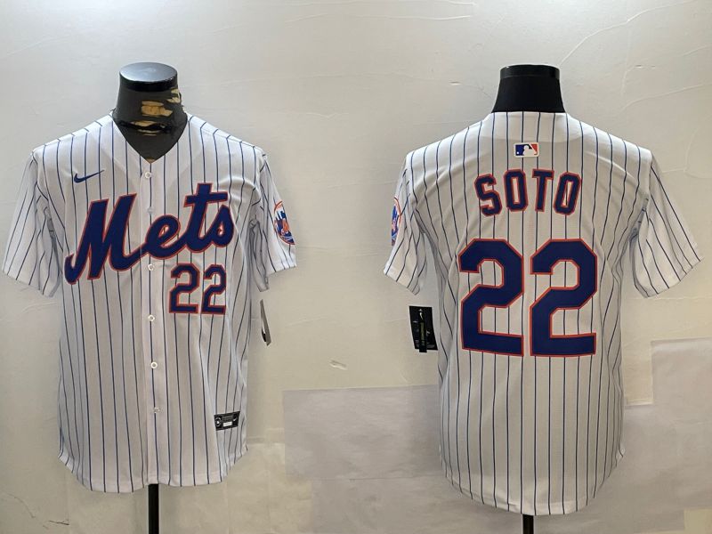 Men New York Mets #22 Soto White Stripe Game 2024 Nike MLB Jersey style 1216->new york mets->MLB Jersey